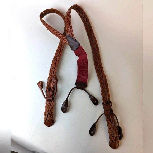Trafalgar Vintage Leather Braces Suspenders - Picture 1 of 5